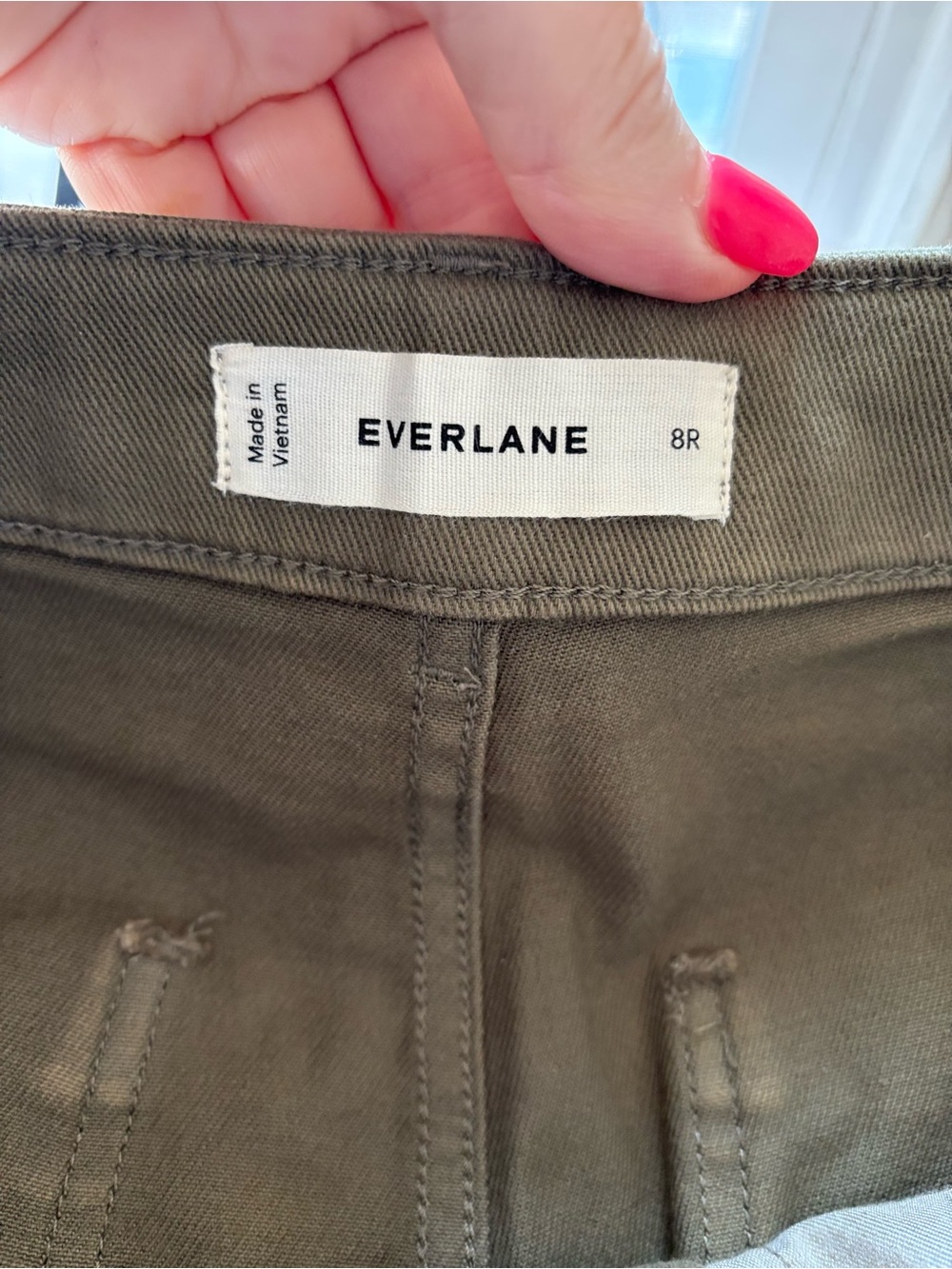 Everlane Organic Cotton Wide Leg Pants Olive Green Size 8 Regular - Picture 4 of 5